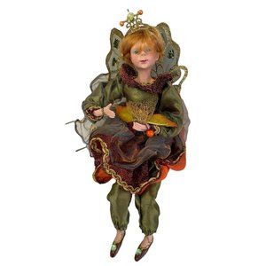 Vintage ENCHANTED FAIRY Figurine Woodland Autumn Fall Leaves Height Handmade 13"